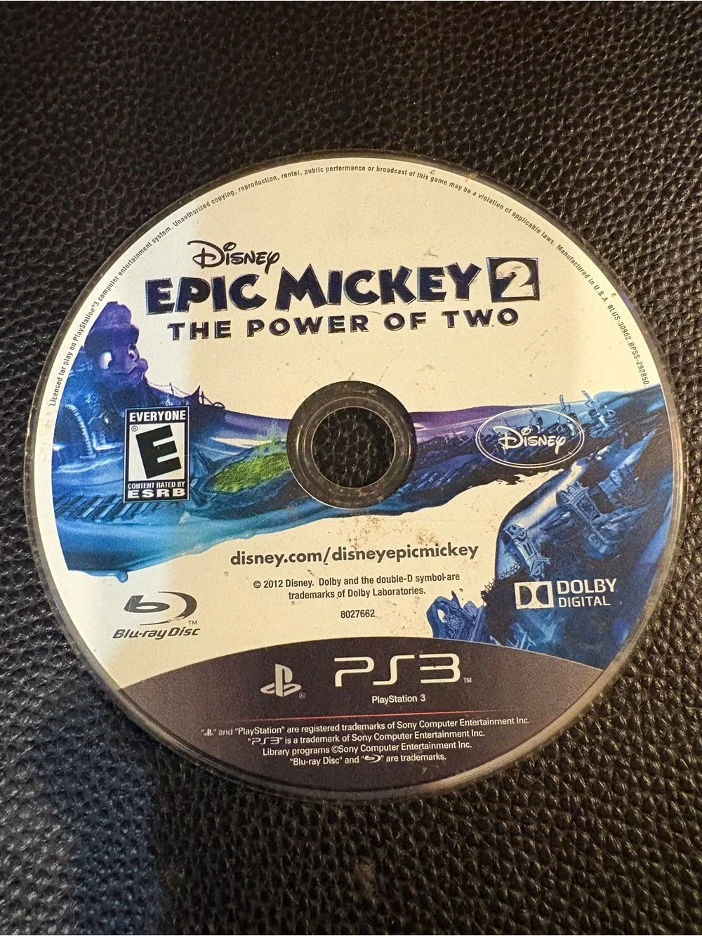 Disney Epic Mickey 2: The Power of Two (PlayStation 3 PS3 2012) Disc Only